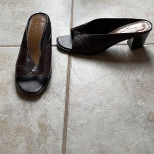 Brown genuine leather heels